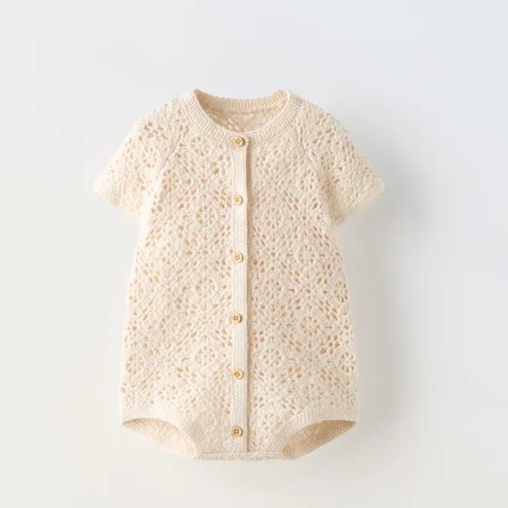 Zara Cream Knit Baby Romper